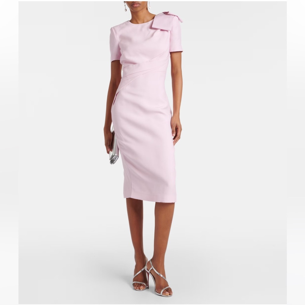 Roland Mouret bow detail wool and silk midi dress